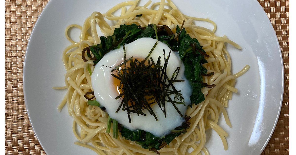 モロヘイヤ和風冷製パスタ、今日の昼食